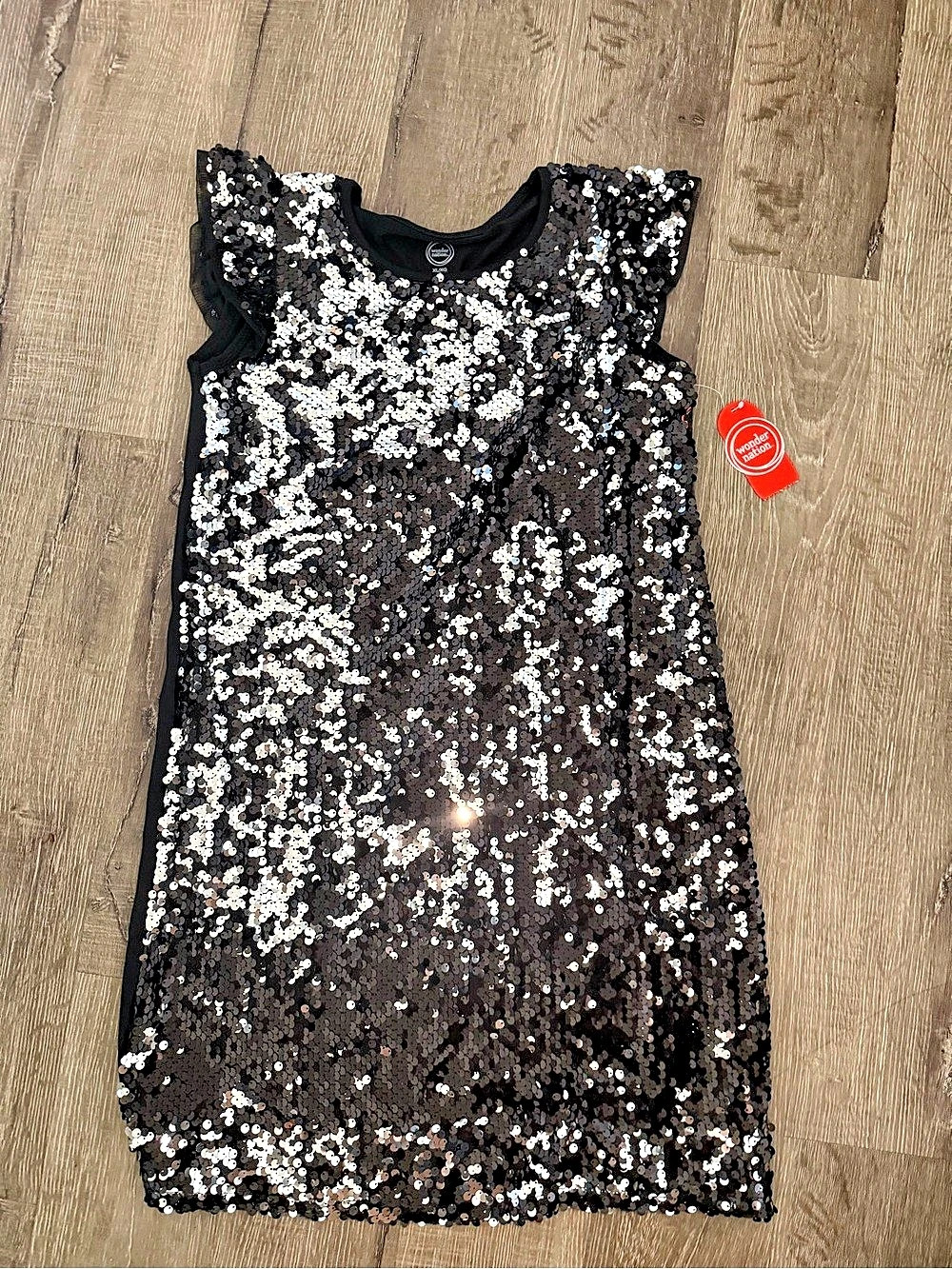 Wonder Nation Girls XL 14-16 Black Sequin Party Dress NWT